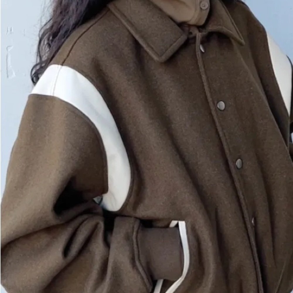 Oak And Fort Varsity Wool Blend Bomber - Picture 2 of 5